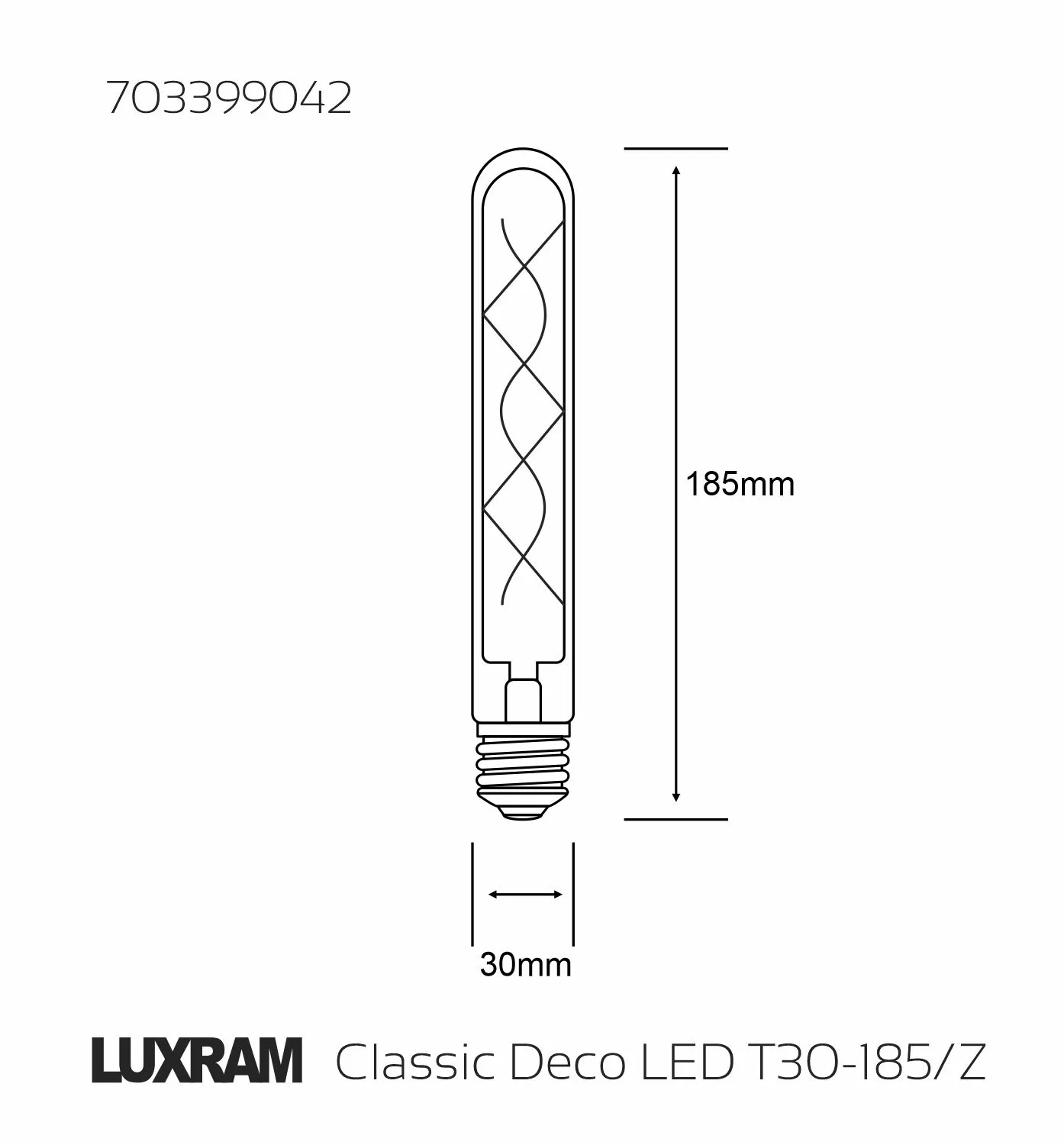 Classic Deco Tubular Z 185mm 4W E27 Dimmable 4000K 300lm 703399042  Luxram Value Vintage